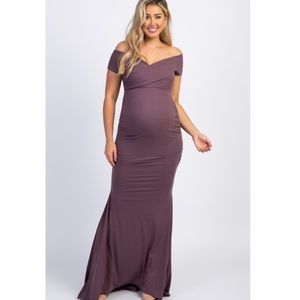 PinkBlush plum mauve off the shoulder mermaid
